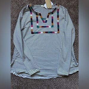 NWT embroidered long sleeve striped shirt